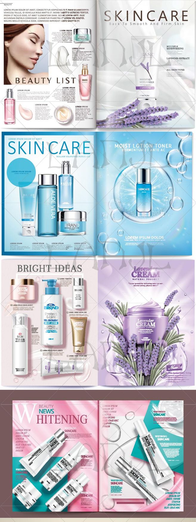 H-37 化妝品護(hù)膚品畫冊與美容雜志的精致排版設(shè)計模板